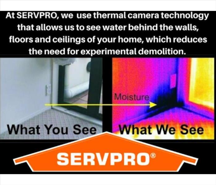 SERVPRO infographic showing how a thermal camera can detect moisture